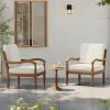 Christopher Knight Home Cuzz Acacia Wood Patio Chairs Set of 2, Outdoor Armchair with Thick Cushions, Comfort Seating for Garden Backyard, Wooden Lounge Chair Outdoor with Armrest, Beige + Natural