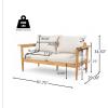 Christopher Knight Home Dessa 3 Pieces Outdoor Chat Set, Acacia Wood Loveseat and Club Chairs, Wide Accent Armchair, 4 Seater Chair Set, Spacious Seating Sofa Sets for Poolside Backyard, Teak+Beige