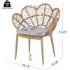 Christopher Knight Home Dessa 7 Pieces Dining Set, Faux Rattan Dining Chairs, Petal-Shaped Accent Chair, Acacia Wood Table, Slats Panel Design Table and Wicker Chairs Set for 6 Backyard, Teak+Beige
