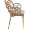 Christopher Knight Home Dessa 7 Pieces Dining Set, Faux Rattan Dining Chairs, Petal-Shaped Accent Chair, Acacia Wood Table, Slats Panel Design Table and Wicker Chairs Set for 6 Backyard, Teak+Beige