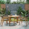 Christopher Knight Home Dolly Dining Chairs Set of 4, Acacia Wood Frame Dining Chairs, Rope Woven Armchair, Accent Dining Chair Set, Patio Wooden Armchair for Backyard Poolside Garden, Light Teak(Light Teak)