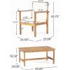 Christopher Knight Home Dunnigan Patio Conversation Set, Acacia Wood Club Chair and Coffee Table, Rectangular Side Table, Slat Panel Armchair, Outdoor Set for Backyard Garden Gathering, Teak+Brown