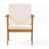 Christopher Knight Home Dunnigan Patio Conversation Set, Acacia Wood Club Chair and Coffee Table, Rectangular Side Table, Slat Panel Armchair, Outdoor Set for Backyard Garden Gathering, Teak+Brown