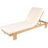 Christopher Knight Home Duska Acacia Wood Chaise Lounge Chair Outdoor, Patio Outdoor Chaise Lounge with Cushions, Adjustable Backrest Single Lounge Sofa, Poolside Seating, Teak+Beige