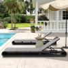 Christopher Knight Home Edsel Wicker Chaise Lounge Chair Set of 2, PE Faux Rattan Patio Outdoor Chaise Lounge with Iron Frame, Adjustable Backrest Single Lounge Sofa, Garden Poolside Seating, Gray