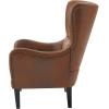 Christopher Knight Home Elber Mid-Century Modern Accent Chair with Ottoman, Faux Suede Upholstered Wingback Club Chair and Ottoman Footrest, Wooden Comfy Reading Chair with Footstool, Brown