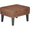Christopher Knight Home Elber Mid-Century Modern Upholstered Ottoman Coffee Table, Small Living Room Sofa Footrest, Wooden Rectangular Ottoman Footstool, Brown