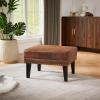 Christopher Knight Home Elber Mid-Century Modern Upholstered Ottoman Coffee Table, Small Living Room Sofa Footrest, Wooden Rectangular Ottoman Footstool, Brown