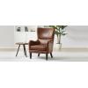 Christopher Knight Home Elber Mid-Century Modern Wingback Accent Chair, Faux Suede Upholstered Club Chair with Cushion, Wooden Living Room Lounge Chair for Reading, Relaxation, Brown