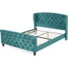 Christopher Knight Home Elley Velvet Upholstered King Size Bed Frame with Wingback Headboard, Modern King Bed Frame and Headboard, Wooden Slats Support, Easy Assembly, No Box Spring Needed, Beige(Green)