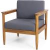 Christopher Knight Home Eudora Outdoor Acacia Wood Club Chair (Set of 2), Teak and Dark Gray