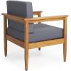 Christopher Knight Home Eudora Outdoor Acacia Wood Club Chair (Set of 2), Teak and Dark Gray
