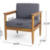 Christopher Knight Home Eudora Outdoor Acacia Wood Club Chair (Set of 2), Teak and Dark Gray