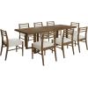 Christopher Knight Home Evat 9 Piece Dining Table Set for 8, Modern Dining Chairs Set of 8 and Table Set, Large Wooden Dining Table and Chair Set for Home/Apartment/Restaurant, Beige+Walnut(Beige+walnut)
