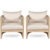 Christopher Knight Home Faine Acacia Wood Outdoor Club Chair Set of 2, Patio Accent Chair with Removable Cushion, Wooden Single Lounge Sofa Set, Light Teak+Beige