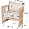 Christopher Knight Home Faine Acacia Wood Outdoor Club Chair Set of 2, Patio Accent Chair with Removable Cushion, Wooden Single Lounge Sofa Set, Light Teak+Beige