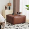 Christopher Knight Home Faux Leather Ottoman Footstool, Square Pouf Poufee Footrest Ottoman Large Seat, Modern Side Table for Living Room Bedroom Home Decor Gifts, Light Brown 30″(Light Brown)