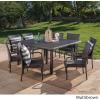 Christopher Knight Home Fiona Outdoor Stacking Wicker Square Dining Set, 9-Pcs Set, Multibrown