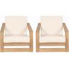 Christopher Knight Home Galio Set of 2 Acacia Wood Lounge Chair Outdoor, Wooden Patio Armchair for Lounging, Patio Furniture Single Sofa Chair Set, Comfy Reading Chair with Cushion, Light Teak+Beige