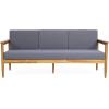 Christopher Knight Home Gaviaz Acacia Wood Outdoor 3 Seater Sofa, 76” Modern Patio Couch with Water-Resistant Cushions and Open Slat Design for Garden Poolside Deck, Dark Gray