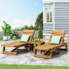 Christopher Knight Home Geraldine Outdoor Acacia Wood 3 Piece Chaise Lounge Set, Teak and Yellow