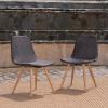Christopher Knight Home Gila Outdoor Wicker Dining Chairs with Wood Finished Metal Legs, 2-Pcs Set, Multibrown / Light Brown