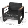 Christopher Knight Home Giovanna Outdoor Club Chair, Black + Natural + Dark Gray