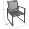Christopher Knight Home Glasgow Outdoor Aluminum and Mesh Dining Chairs (Set of 4), 22.25 “W x 24.5 “D x 33.5 “H, Gray + Natural Brown