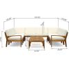 Christopher Knight Home Grena Outdoor Acacia Wood 10 Seater Sectional Conversation Set with Two Coffee Tables, Teak and Beige