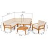 Christopher Knight Home Grena Outdoor Acacia Wood 6 Seater Sectional Conversation Set with Coffee Table, Teak and Beige