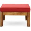 Christopher Knight Home Grenada 4-Seater Sectional Sofa Set for Patio with Club Chair, Ottoman, and Coffee Table, Acacia Wood, Teak Finish with Red Outdoor Cushions