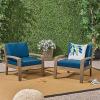 Christopher Knight Home Grenada Outdoor Acacia Wood Club Chairs with Cushions (Set of 2), 22.75 “W x 23.5 “D x 1 “H, Gray + Dark Teal