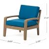 Christopher Knight Home Grenada Outdoor Acacia Wood Club Chairs with Cushions (Set of 2), 22.75 “W x 23.5 “D x 1 “H, Gray + Dark Teal