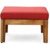 Christopher Knight Home Grenada Sectional Sofa Set | 5-Piece 3-Seater | Includes Coffee Table and Ottoman | Acacia Wood Frame | Water-Resistant Cushions | Teak and Red, Finish