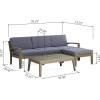 Christopher Knight Home Grenada Sectional Sofa Set | 5-Piece 3-Seater | Includes Coffee Table and Ottoman | Acacia Wood Frame | Water-Resistant Cushions Dark Gray, Finish