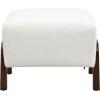 Christopher Knight Home Gypso Boucle Fabric Upholstered Ottoman, Wooden Rectangular Ottoman Coffee Table, Modern Living Room Ottoman Foot Stool, Extra Seat Sofa Footrest, White+Dark Brown