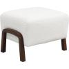 Christopher Knight Home Gypso Set of 2 Boucle Fabric Upholstered Ottoman, Wooden Small Ottoman Coffee Table, Modern Living Room Foot Stool, Extra Seat Sofa Footrest, White+Dark Brown