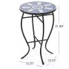Christopher Knight Home Han Outdoor Ceramic Tile Side Table with Iron Frame, Blue / White