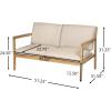 Christopher Knight Home Hearth Patio 4 Pieces Conversation Set, Acacia Wood Loveseat and Accent Armchairs, Slat Panel Coffee Table, Side Table with Sofa Chairs Chat Set for Garden Yard, Light Teak