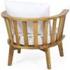 Christopher Knight Home Helena Outdoor 2 Seater Wooden Chat Set with Round Coffee Table, White and Teak Finish