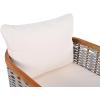 Christopher Knight Home Hevats Patio Acacia Wood Club Chair with Woven Rope, Tub Design Outdoor Armchair Farmhouse Dining Chair, Thick Cushion Seating for Garden Backyard Balcony, Set of 2, Teak+Beige