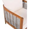 Christopher Knight Home Hevats Patio Acacia Wood Club Chair with Woven Rope, Tub Design Outdoor Armchair Farmhouse Dining Chair, Thick Cushion Seating for Garden Backyard Balcony, Set of 2, Teak+Beige