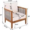 Christopher Knight Home Hevats Patio Acacia Wood Club Chair with Woven Rope, Tub Design Outdoor Armchair Farmhouse Dining Chair, Thick Cushion Seating for Garden Backyard Balcony, Set of 2, Teak+Beige