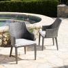 Christopher Knight Home Hillhurst Outdoor Wicker Dining Chairs with Water Resistant Cushions, 2-Pcs Set, Grey / Light Grey
