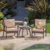 Christopher Knight Home Honolulu PE Club Chairs and Accent Table Set, 3-Pcs Set, Brown