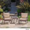 Christopher Knight Home Honolulu PE Club Chairs and Accent Table Set, 3-Pcs Set, Brown