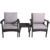 Christopher Knight Home Honolulu PE Club Chairs and Accent Table Set, 3-Pcs Set, Grey