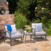 Christopher Knight Home Honolulu PE Club Chairs and Accent Table Set, 3-Pcs Set, Grey