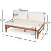 Christopher Knight Home Horma 4-Piece Acacia Wood Patio Furniture Set, Outdoor 4 Seater Armless Conversation Chat Set, Patio Loveseat 2 Chairs Group with Coffee Table for Backyard Balcony, Teak+Cream