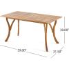 Christopher Knight Home Jayme 7 Pieces Dining Set, Acacia Wood Dining Chairs, Rectangular Wooden Table, Open Slats Panel Back Armchair and Table Set, Outdoor Wood Frame Bistro Set for Backyard, Teak